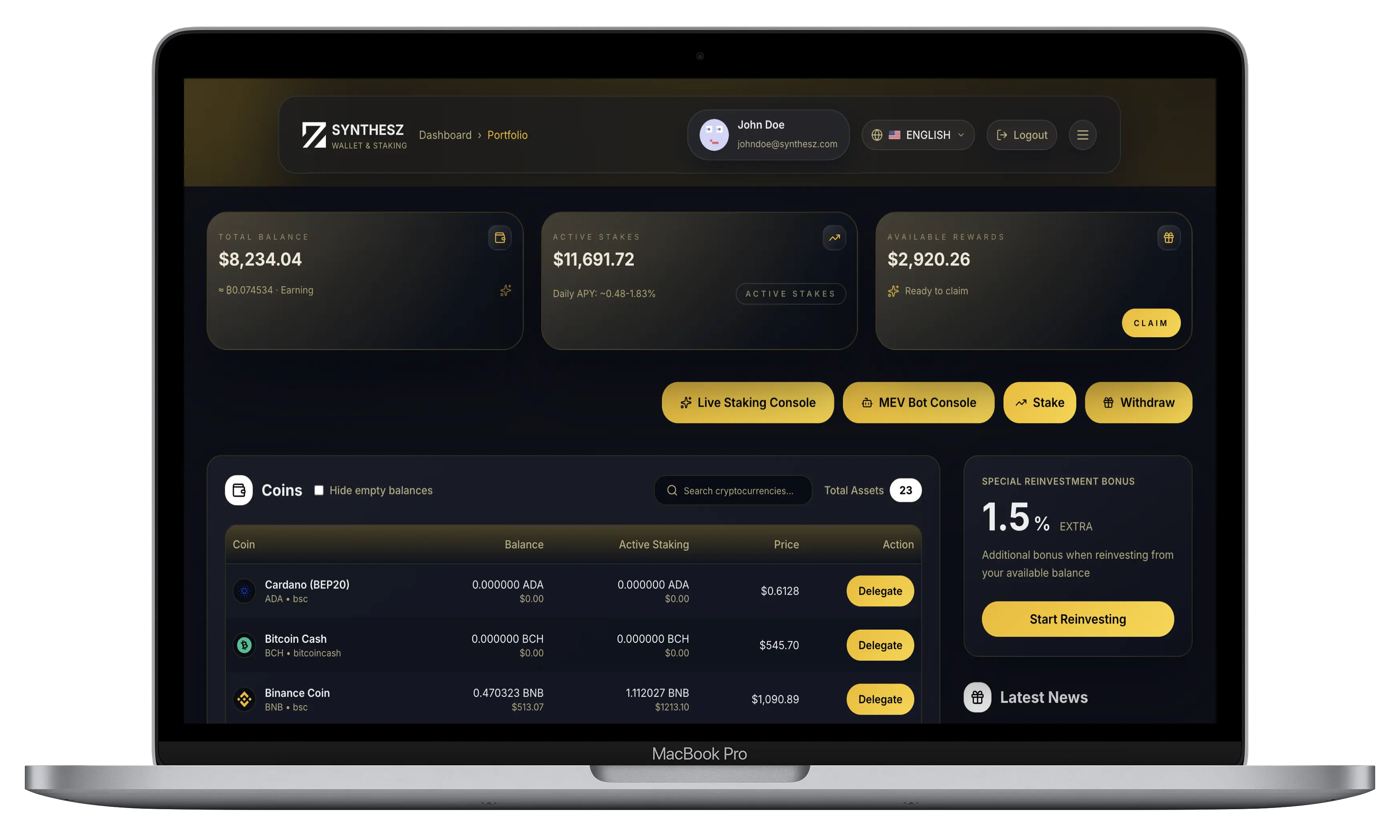 Synthesz dashboard preview